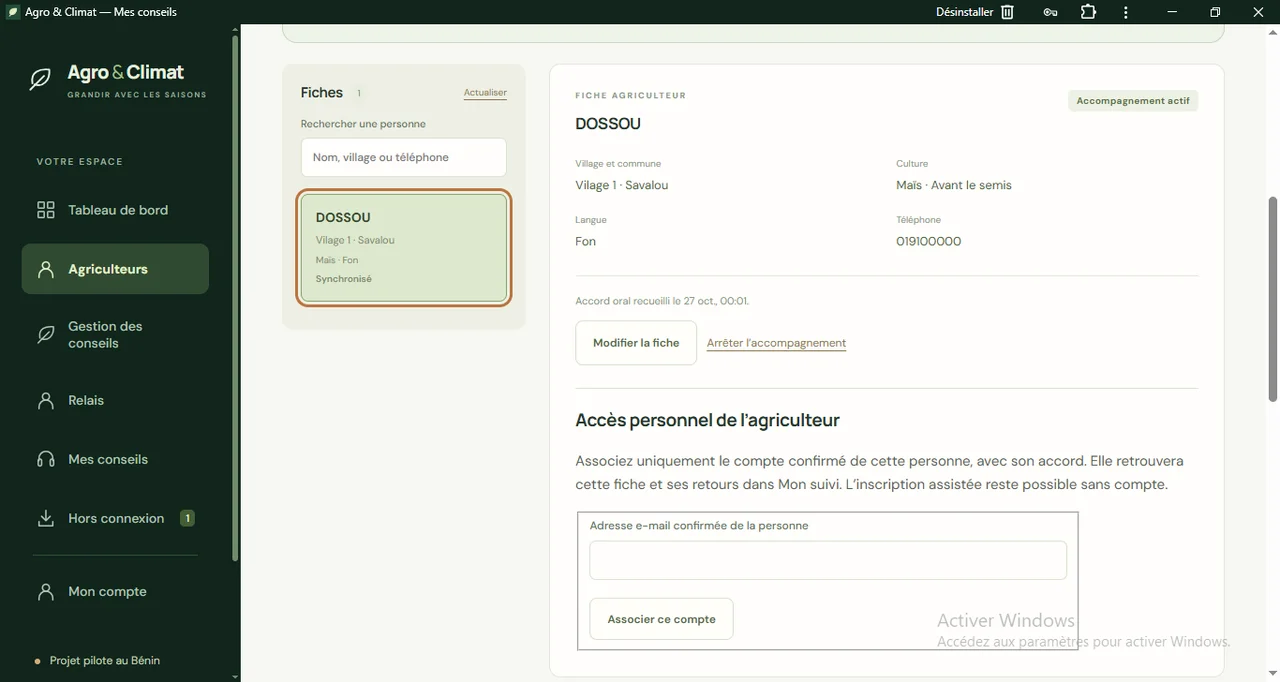 Agro & Climat : La fiche d’accompagnement d’un agriculteur.