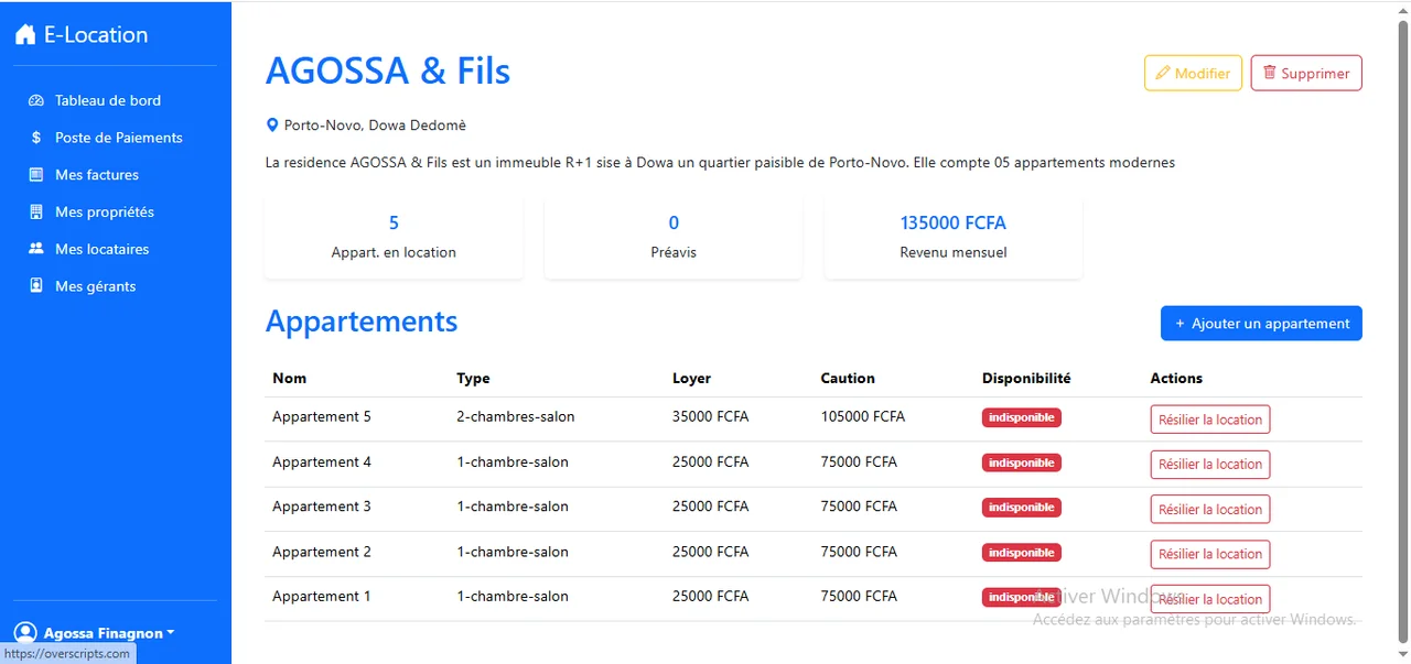 E-Location : Les appartements et leurs conditions de location.
