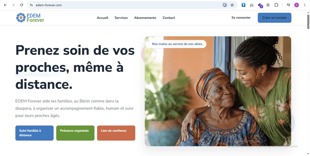 EDEM Forever : Le site public et la présentation des services.