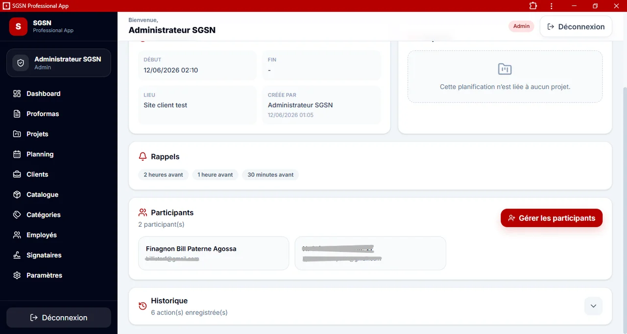 SGSN Proforma : Les informations et rappels d’une planification.